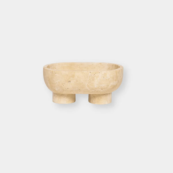 MUSE FOOTED OVAL TRAY - BEIGE TRAVERTINE