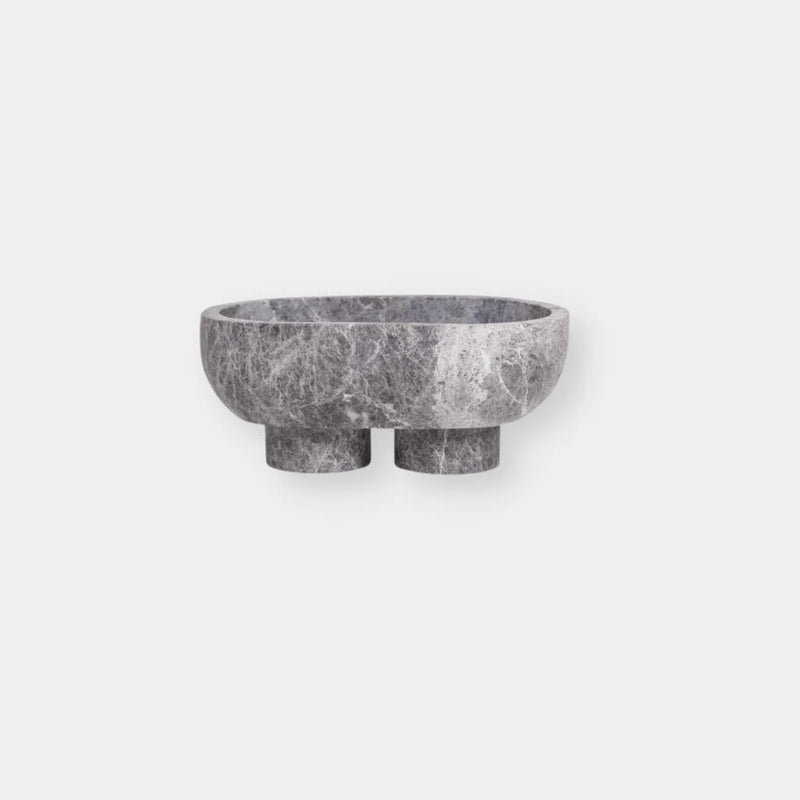 THE MUSE FOOTED OVAL TRAY - TUNDRA GREY MARBLE