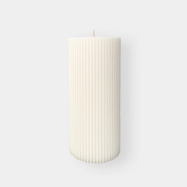 RIBBED COLUMN CANDLE - 15CM X 7CM - NATURAL