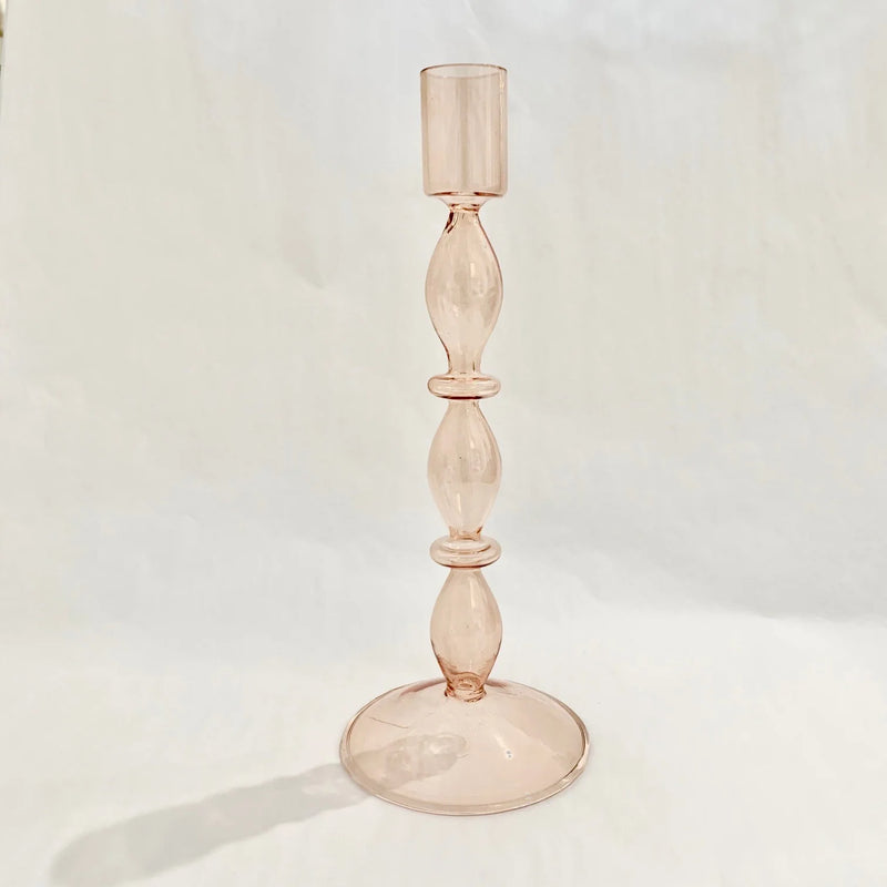 ARIA GLASS CANDLE HOLDER - PINK