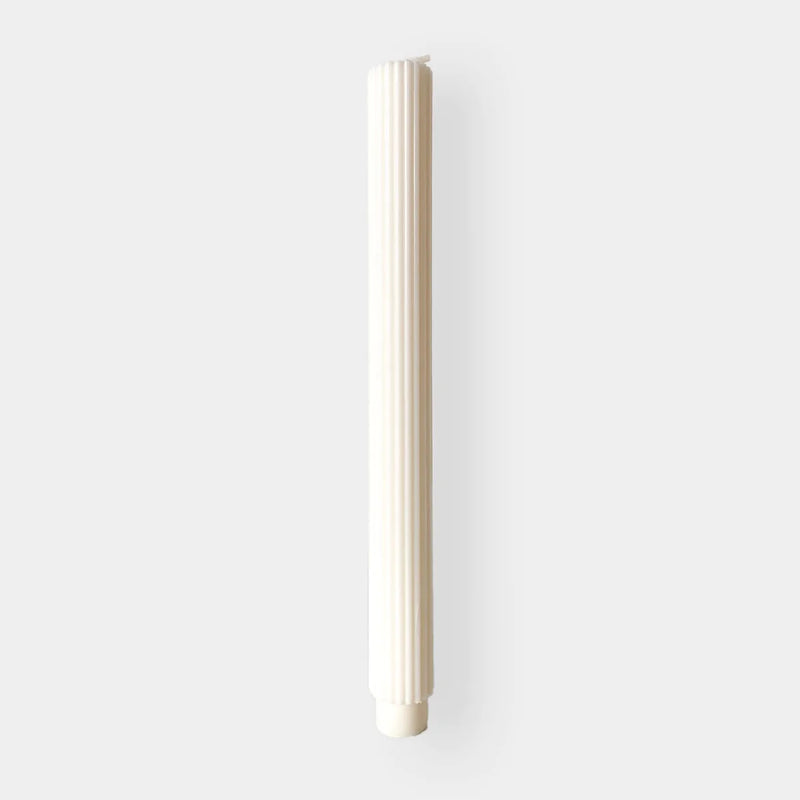 RIBBED COLUMN CANDLE - 27CM TAPERED BASE - NATURAL